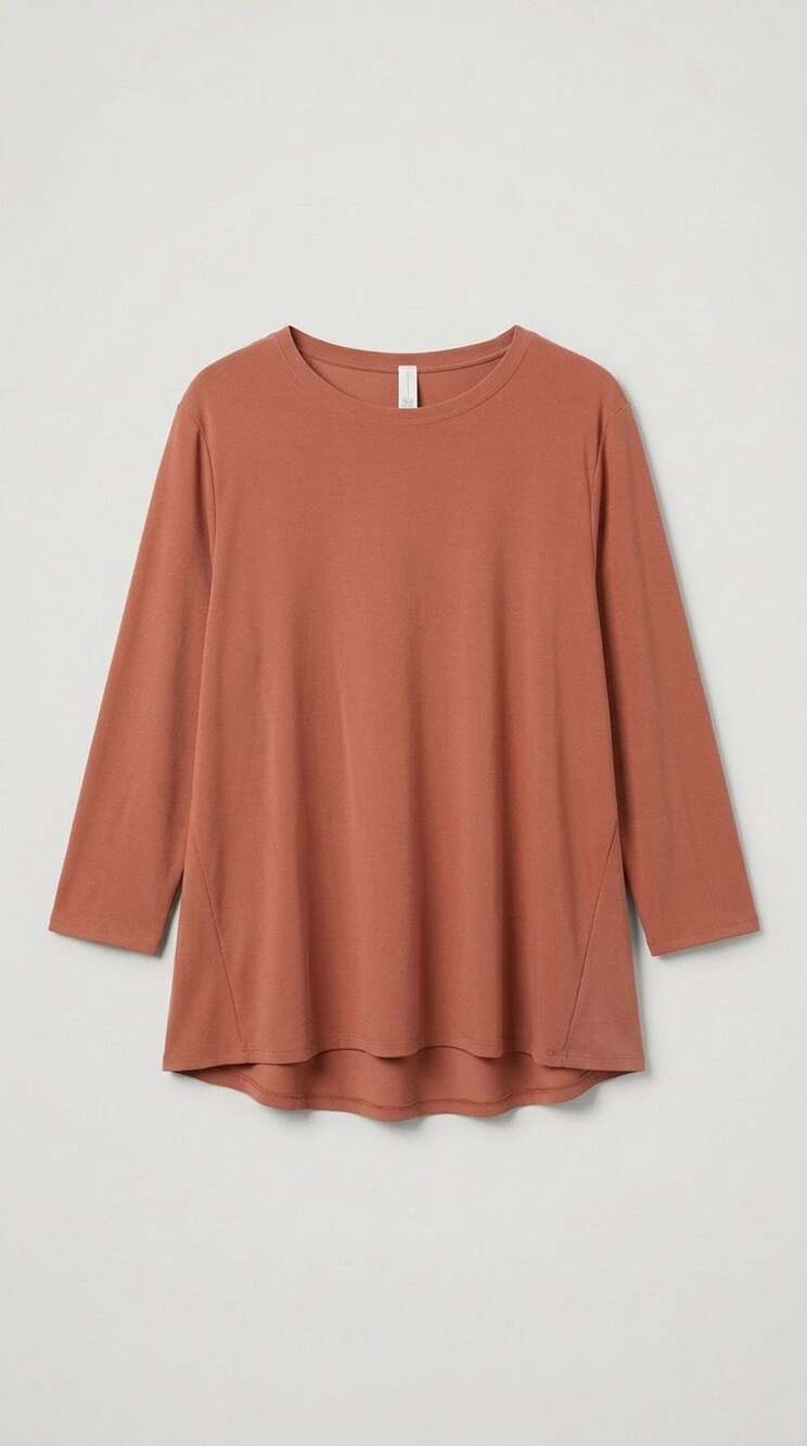 MarlaWynne Long Sleeve Crew Neck Tunic Top Terracotta Size L